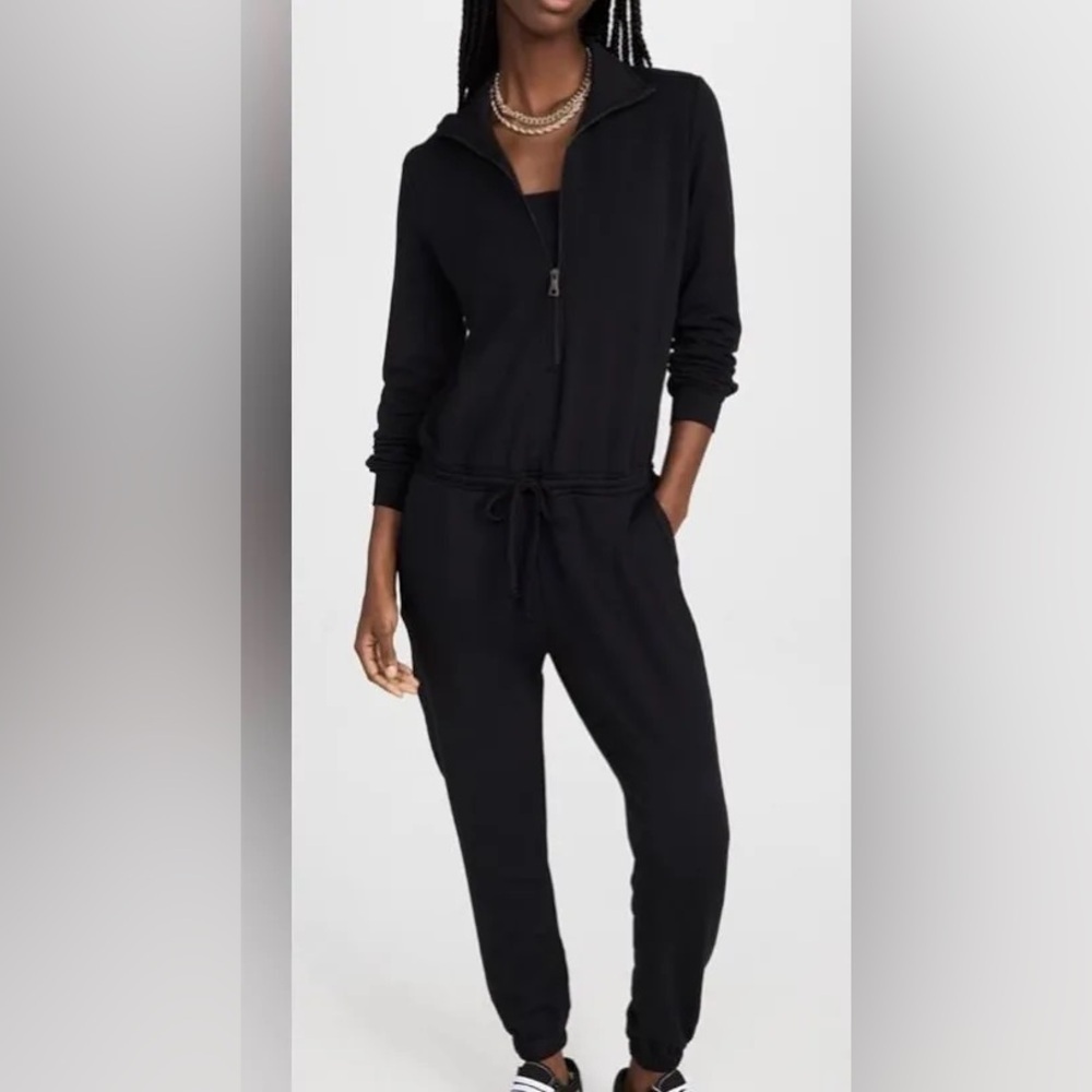 Beyond Yoga Sleek Black Zip-Up Jumpsuit